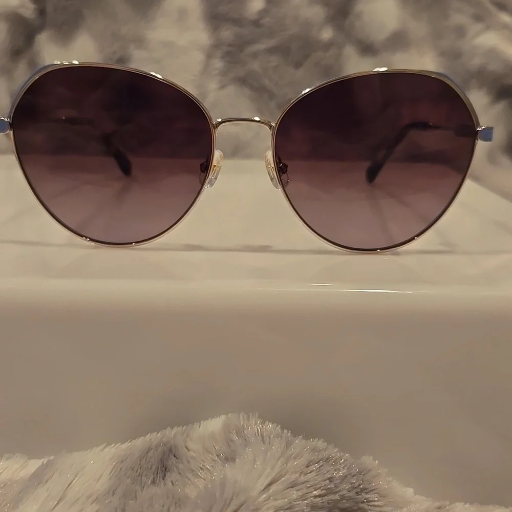 Kate Spade Women's Octavia Gold Blue Brown Gradient Sunglasses Brand New In Case